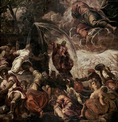 Mozes die Water uit de Rots Slaat, 1575 door Jacopo Robusti Tintoretto